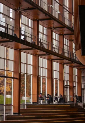 Modern office building interior representing endowments and foundations